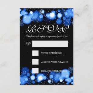 Elegant Winter Wedding RSVP Blue Lights Card
