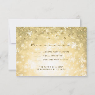 Elegant Winter Wedding RSVP Glitter Confetti Gold