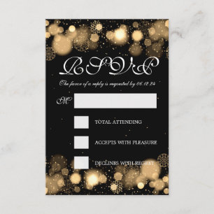 Elegant Winter Wedding RSVP Gold Lights Card