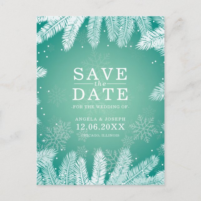 Elegant Winter Wedding Save the Date Announcement Postcard (Front)
