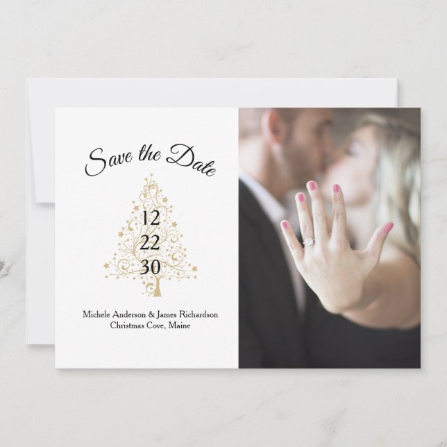 Elegant Winter Wedding Save The Date Photo Announcement (Front)