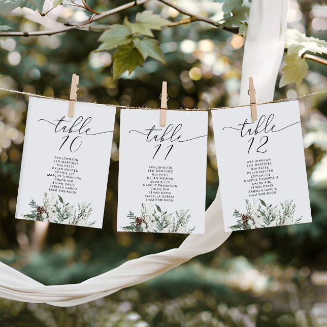 Elegant winter Wedding Table Seating Chart cards (Creator Uploaded)