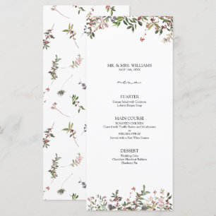 Elegant Winter Wildflower Berry Wedding Menu