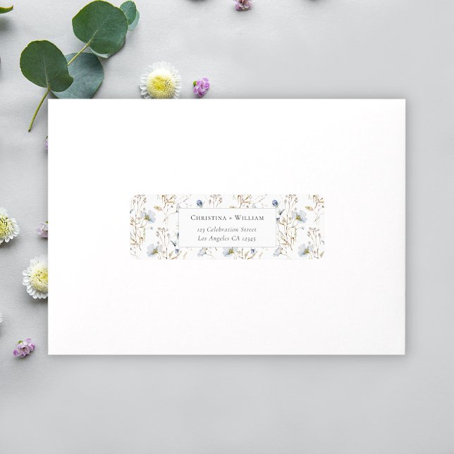 Elegant Winter Wildflowers Wedding Return Address (Creator Uploaded)