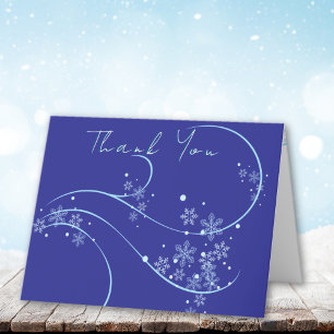 Elegant Winter Wind and Blue Snowflake Thank You Card