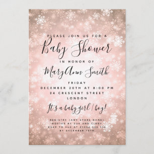 Elegant Winter Wonderland Baby Shower Copper Invitation