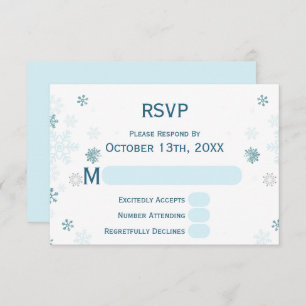 Elegant Winter Wonderland Blue Snowflake RSVP Card