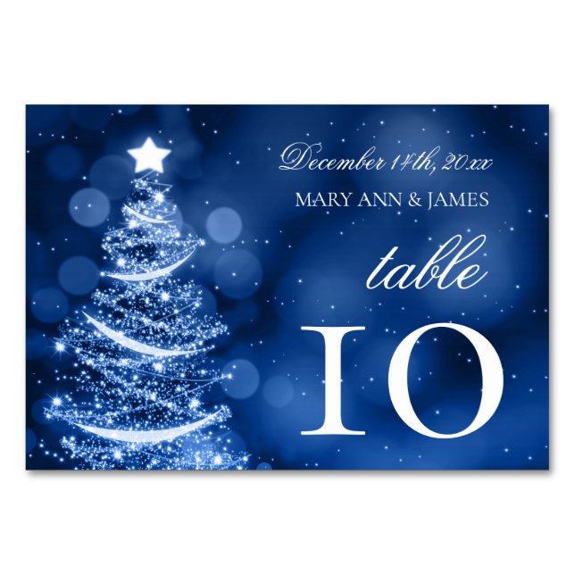 Elegant Winter Wonderland Christmas Table Number (Front)