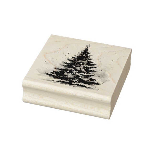 Elegant Winter Wonderland Christmas Tree Rubber Stamp (Stamp)