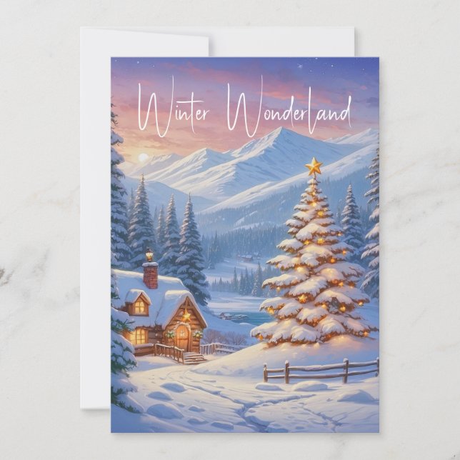 Elegant Winter Wonderland Festive Christmas  Holiday Card (Front)