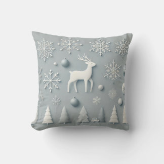 Elegant Winter Wonderland – Minimalistic Reindeer  Cushion