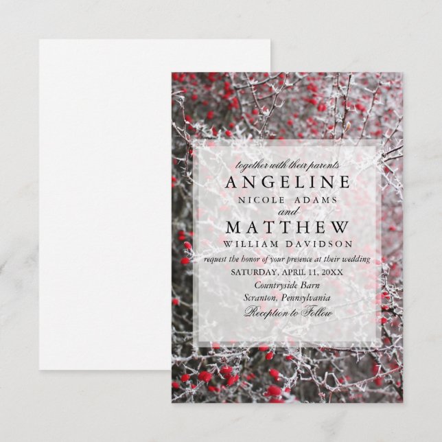 Elegant Winter Wonderland Snow snowflakes wedding Invitation (Front/Back)