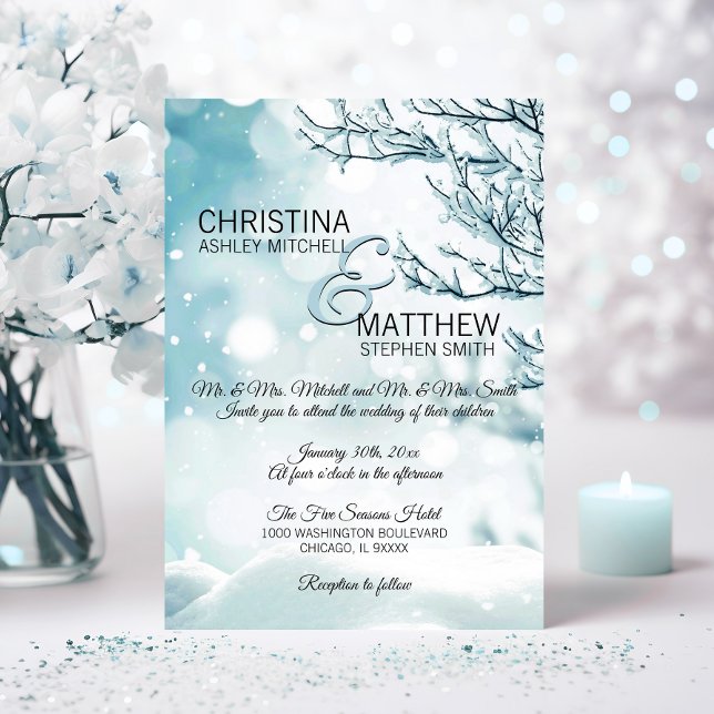 Elegant Winter Wonderland Snow Snowflakes WEDDING Invitation (Elegant Winter Wonderland Snow Snowflakes WEDDING Invitation)
