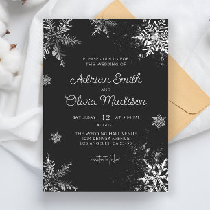 Elegant Winter Wonderland Snowflake Silver Wedding Invitation