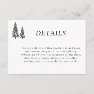 Elegant Winter Wonderland Snowflakes wedding Enclosure Card