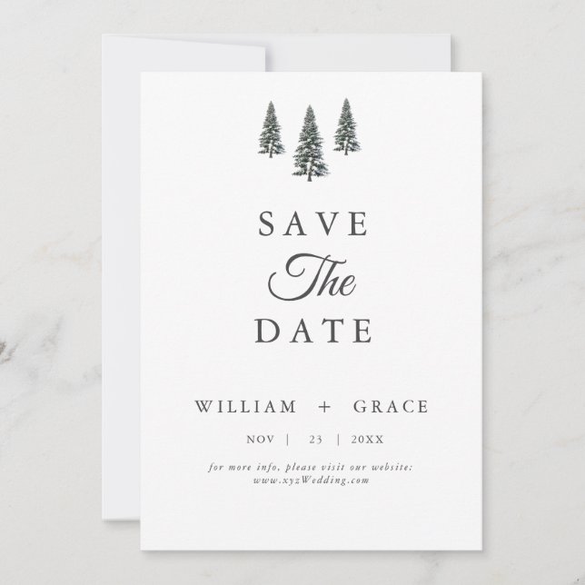 Elegant Winter Wonderland  Snowflakes wedding Save The Date (Front)