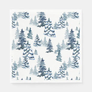 Elegant Winter Woodland Snowy Fir Forest Christmas Napkin