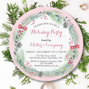 Elegant Winter Wreath Corporate Christmas Invitation