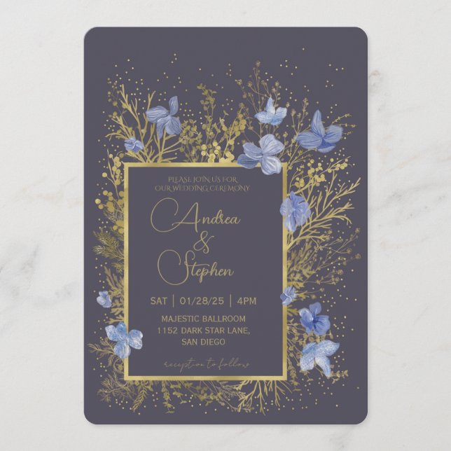 Elegant Wintry Foliage Winter Wedding Invitation (Front)