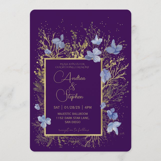 Elegant Wintry Foliage Winter Wedding Invitation (Front)
