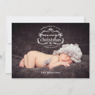 Elegant Wishes for a Merry Christmas PhotoGreeting Holiday Card