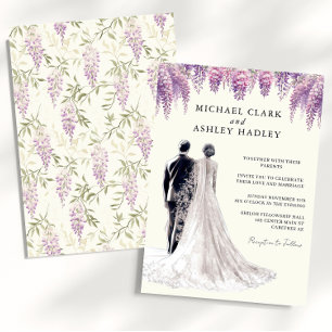 Elegant Wisteria Bride Groom Wedding Invitation