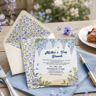 Elegant Wisteria Floral Mother’s Day Brunch Invitation