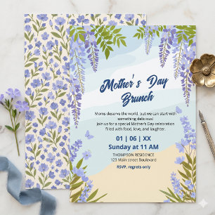 Elegant Wisteria Floral Mother’s Day Brunch Invitation