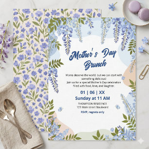 Elegant Wisteria Floral Mother’s Day Brunch Invitation