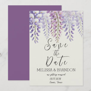 Elegant Wisteria Floral Purple Modern Wedding Invitation