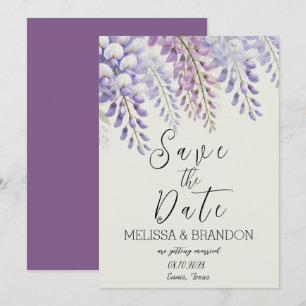 Elegant Wisteria Floral Purple Modern Wedding Invitation