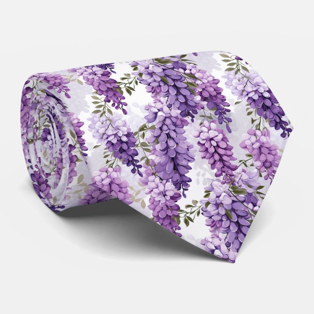 Elegant wisteria tiled floral pattern  tie (Rolled)