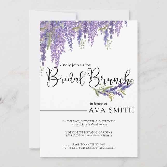 Elegant Wisteria tree Wedding Bridesmaids Brunch Invitation (Front)