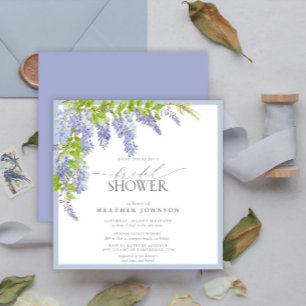 Elegant Wisteria Watercolor Floral Bridal Shower Invitation