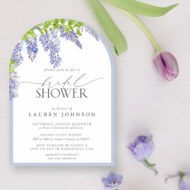 Elegant Wisteria Watercolor Floral Bridal Shower Invitation (Creator Uploaded)