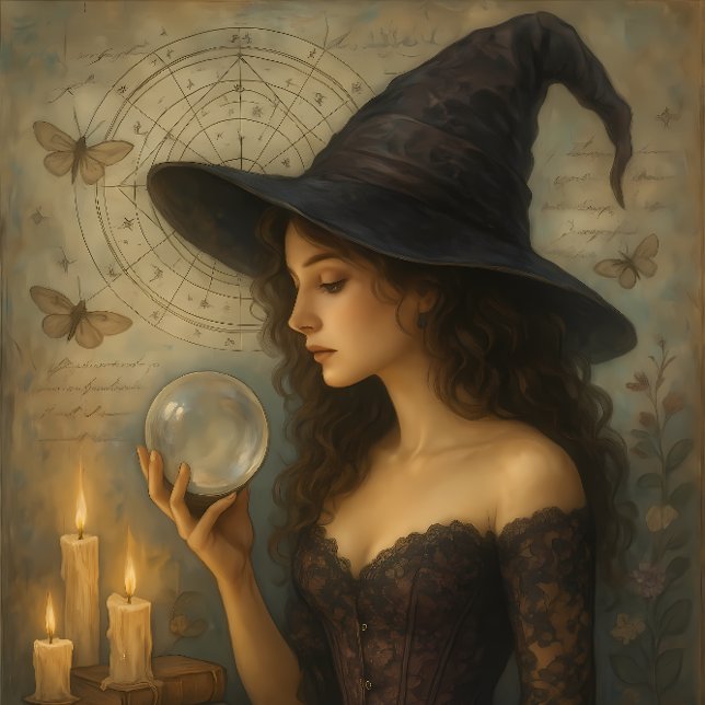 Elegant Witch with Crystal Ball and Tarot – Gothic Tissue Paper (Creator Uploaded)