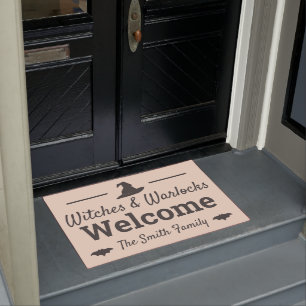 Elegant Witches & Warlocks Welcome Halloween Doormat