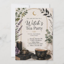 Elegant Witch's Tea Party Invitation, Personalised