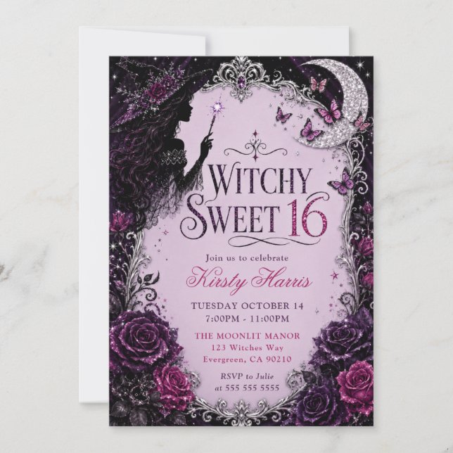 Elegant Witchy Sweet 16 Invitation (Front)
