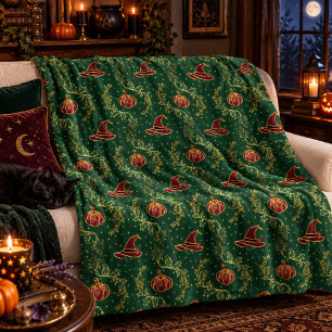 Elegant Witchy Whimsigoth Halloween Fleece Blanket