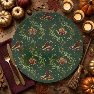 Elegant Witchy Whimsigoth Halloween Party Plates