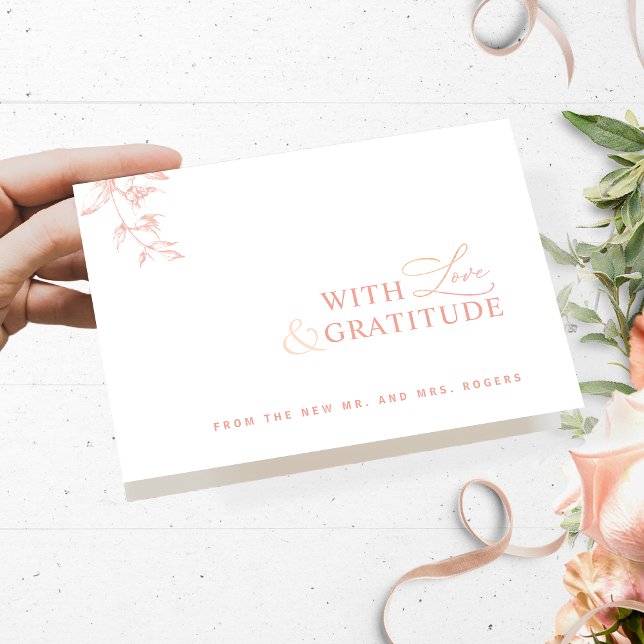 Elegant With Love and Gratitude Blush Pink, Peach Thank You Card (Creator Uploaded)