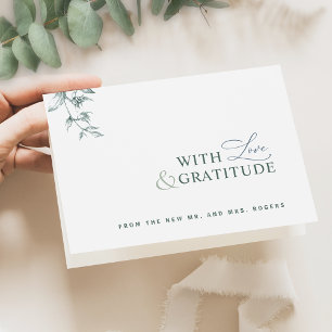 Elegant  With Love and Gratitude, Green Thank You Card