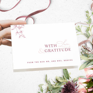 Elegant With Love and Gratitude Pink, Burgundy Thank You Card