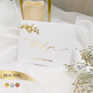 Elegant With or Without Photo Thank You Wedding Foil Card