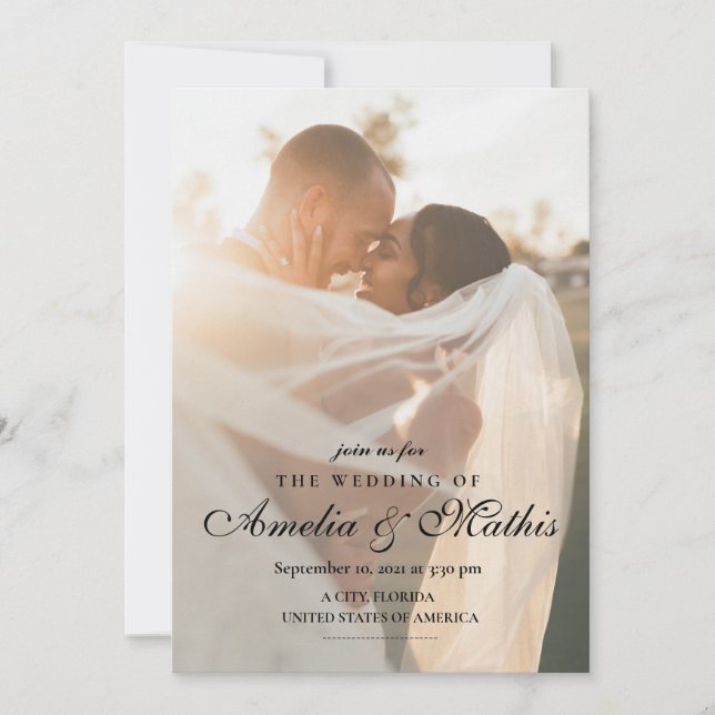 Elegant with Photo Wedding Invitation (Front)