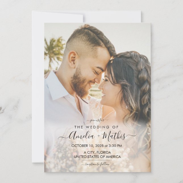 Elegant with Photo Wedding Invitation (Front)
