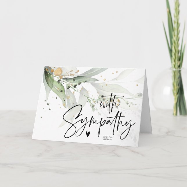 Elegant With Sympathy Condolence Mourning Heart Card (Front)