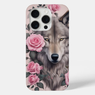 Elegant Wolf and Rose  iPhone 15 Pro Case