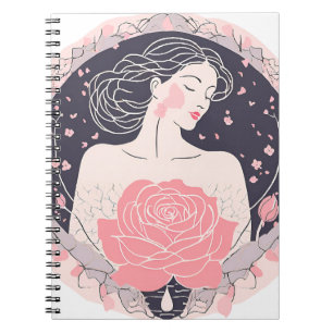 Elegant woman abstract peaceful pink notebook